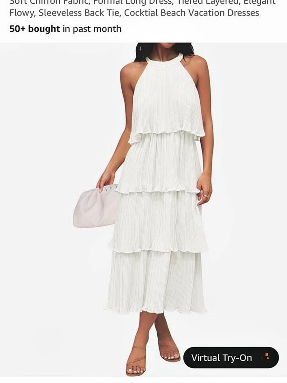 ZESICA Womens Summer Halter Ruffle Wedding Guest Midi Dress White XL